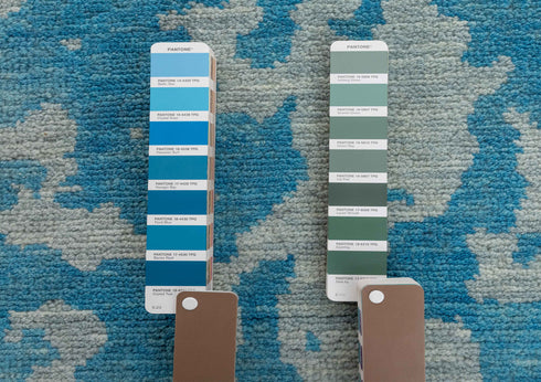 10x14 Area Rug Blue Modern Handmade Abstract Wool Area Rug #8049 (300x450 cms.)