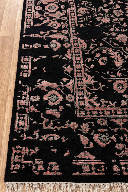 9x12 Handmade Black Modern Decorative Rug in Wool & Silk 9X12 Rug #1746 (275x365 Cms.)