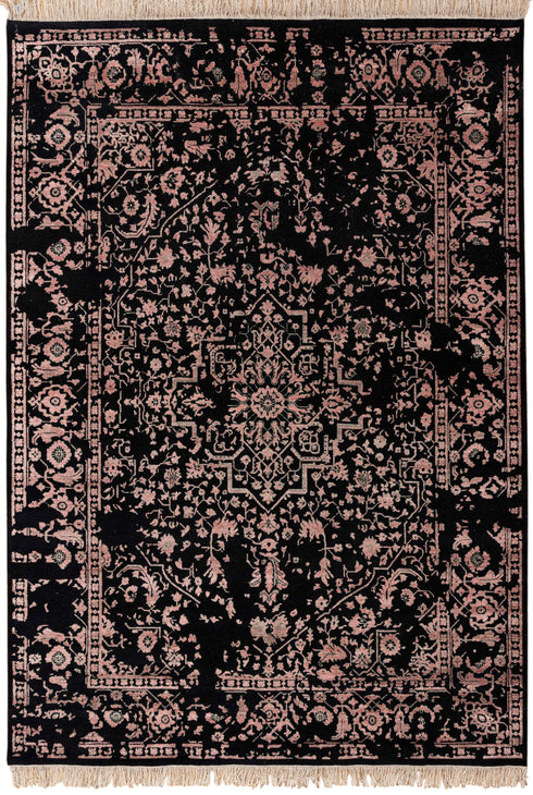 9x12 Handmade Black Modern Decorative Rug in Wool & Silk 9X12 Rug #1746 (275x365 Cms.)