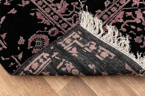 8X10 Rug Black Pink Modern Soft Pile Rug Transitional Rug Wool & Silk Rug #1911 (242x300 Cms.)