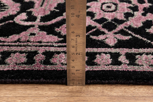 8X10 Rug Black Pink Modern Soft Pile Rug Transitional Rug Wool & Silk Rug #1911 (242x300 Cms.)