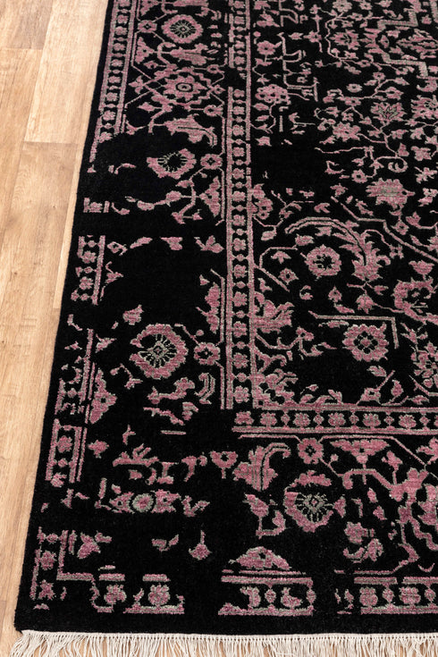 8X10 Rug Black Pink Modern Soft Pile Rug Transitional Rug Wool & Silk Rug #1911 (242x300 Cms.)