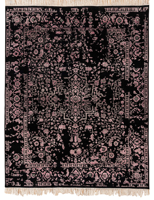 8X10 Rug Black Pink Modern Soft Pile Rug Transitional Rug Wool & Silk Rug #1911 (242x300 Cms.)