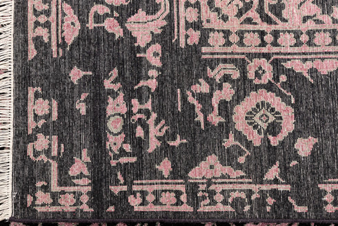 8X10 Rug Black Pink Modern Soft Pile Rug Transitional Rug Wool & Silk Rug #1911 (242x300 Cms.)
