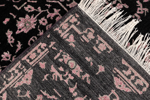8X10 Rug Black Pink Modern Soft Pile Rug Transitional Rug Wool & Silk Rug #1911 (242x300 Cms.)