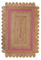Scalloped Jute Rug, Pink Single Border Jute Scallop Boho Decor Handmade Rug, Customize in any Size & Shape.
