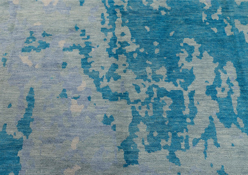 10x14 Area Rug Blue Modern Handmade Abstract Wool Area Rug #8049 (300x450 cms.)