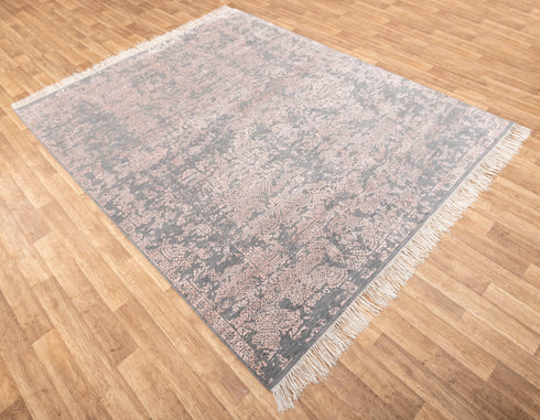 8X10 Rug Modern Handmade Rug Gray Wool Rug #2474 (242x300 Cms.)
