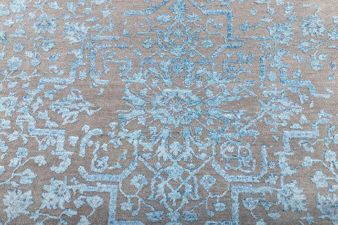 8x10 Grey Blue Wool & Silk Rug Handknotted Rug #2504(242x300 Cms.)