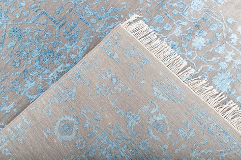 8x10 Grey Blue Wool & Silk Rug Handknotted Rug #2504(242x300 Cms.)