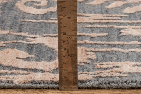 8x10 Area Rug Gray Light Copper Handmade Ikat Rug, Transitional Style Rug, Boho Rug Gray #2568(242x300 Cms.)