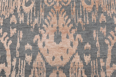 8x10 Area Rug Gray Light Copper Handmade Ikat Rug, Transitional Style Rug, Boho Rug Gray #2568(242x300 Cms.)