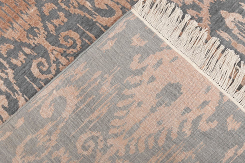 8x10 Area Rug Gray Light Copper Handmade Ikat Rug, Transitional Style Rug, Boho Rug Gray #2568(242x300 Cms.)