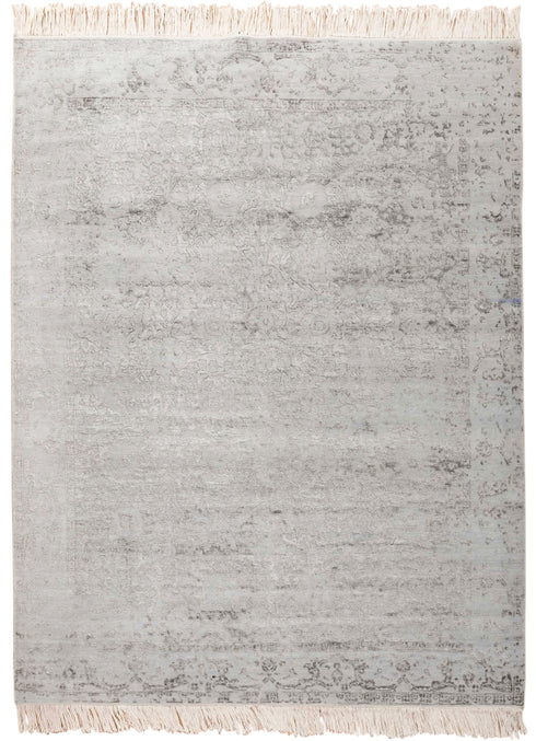 8x10 Rug Grey Charcoal Handmade Rug , Soft Wool & Silk Rug #2865