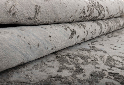 8x10 Rug Grey Charcoal Handmade Rug , Soft Wool & Silk Rug #2865