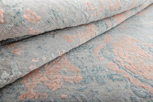 8x10 Area Rug Handmade Jewel Design Wool & Silk Grey #2931(242x300 Cms.)