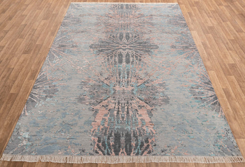 8X10 Modern Handknotted  Abstract Rug Wool & Silk Luxury Modern Handmade Rug #3679