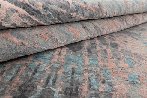 8X10 Modern Handknotted  Abstract Rug Wool & Silk Luxury Modern Handmade Rug #3679