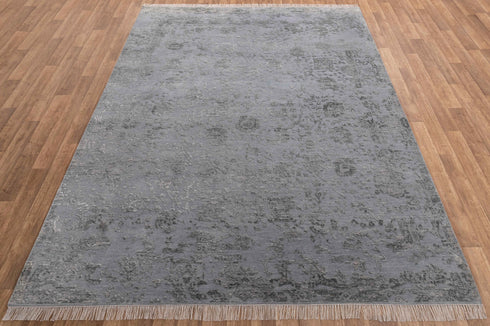 8X10 Modern Rug Grey Handmade Wool Silk Free Shipping Rug#3781