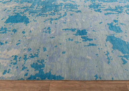 10x14 Area Rug Blue Modern Handmade Abstract Wool Area Rug #8049 (300x450 cms.)