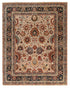 8x10 Classic Cream Navy High Quality Hand Knotted Wool Rug #5554