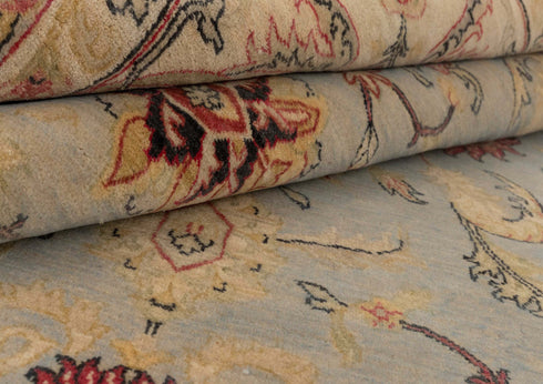 9x12 Grey Beige Retro Kerman Hand Knotted High Quality Wool Rug-7204