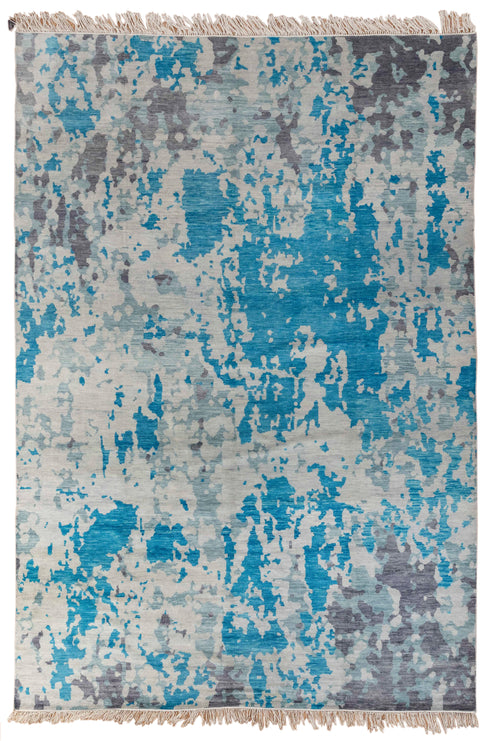 10x14 Blue Modern Handmade Abstract Wool Area Rug #7923 (300x450 cms.)