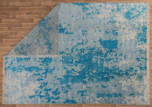 10x14 Area Rug Blue Modern Handmade Abstract Wool Area Rug #8049 (300x450 cms.)