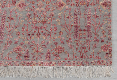 4x6 Rug Tree of Life Pine Garden Design Rug Modern Handmade Wool & Silk Rug, #598