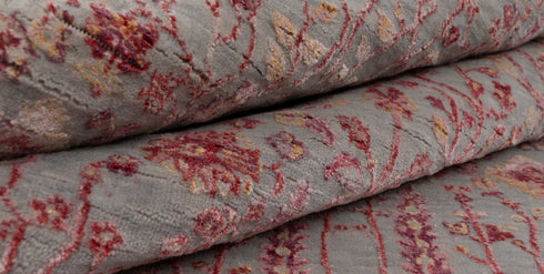 4x6 Rug Tree of Life Pine Garden Design Rug Modern Handmade Wool & Silk Rug, #598