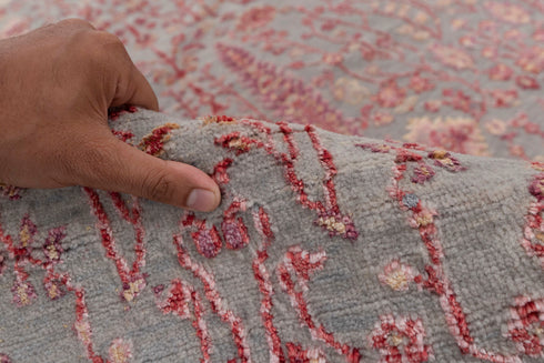 4x6 Rug Tree of Life Pine Garden Design Rug Modern Handmade Wool & Silk Rug, #598