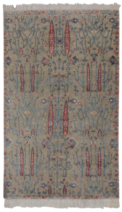 4x6 Rug Tree of Life Pine Garden Design Rug Modern Handmade Wool & Silk Rug, #597