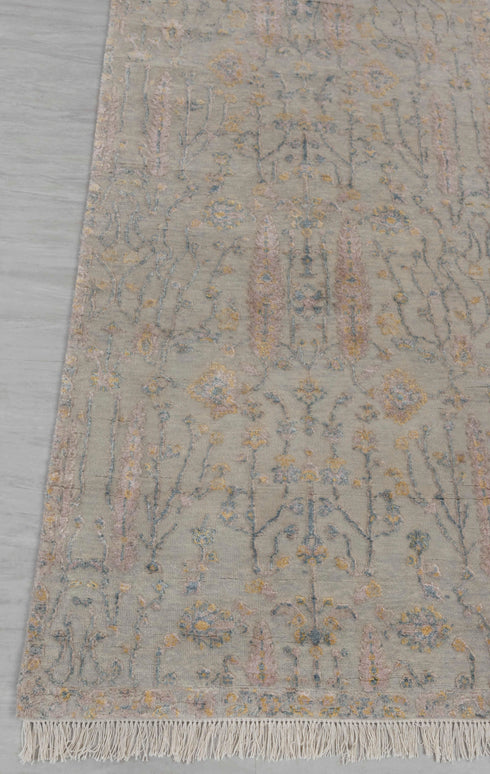 3x12 Ft. Tree of Life Garden Design Rug Transitional Rug Runner Rug, Contemporary Rug, Rug, Wool & Silk Rug #694-B