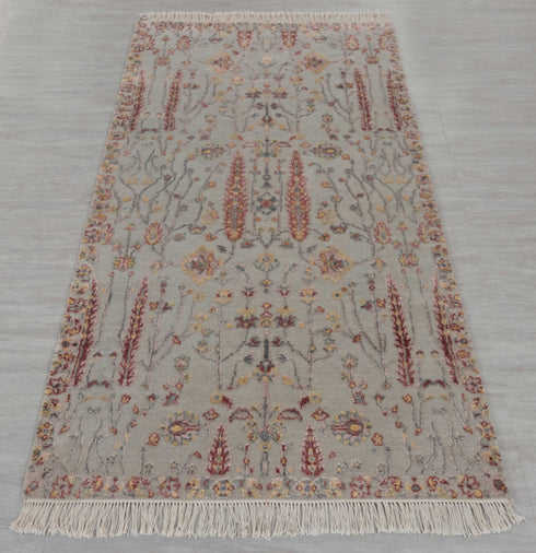 3x5 Rug Tree of Life Garden Design Rug Rug Modern Handmade Wool & Silk Rug, #779(90x150 Cms.)