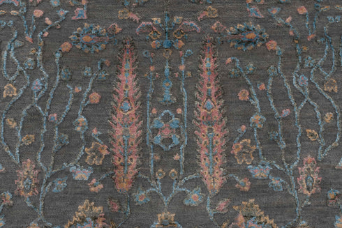 3x5 Rug Tree of Life D. Grey Rug Modern Handmade Wool & Silk Rug, #1021(90x150 Cms.)