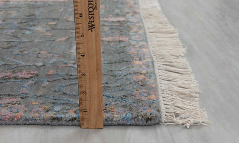 3x5 Rug Tree of Life D. Grey Rug Modern Handmade Wool & Silk Rug, #1021(90x150 Cms.)