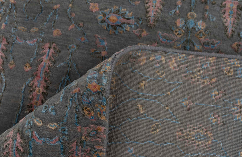 3x5 Rug Tree of Life D. Grey Rug Modern Handmade Wool & Silk Rug, #1021(90x150 Cms.)