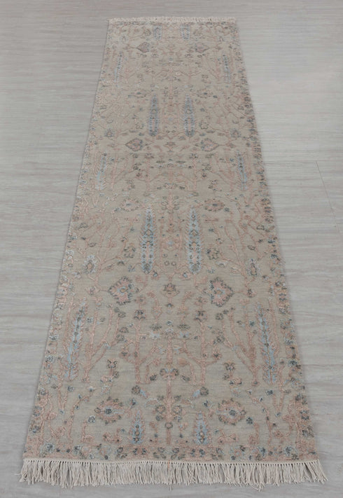 2.5x8 Ft. Tree of Life Transitional Rug Runner Rug, Contemporary Rug, Rug, Wool & Silk Rug #1108