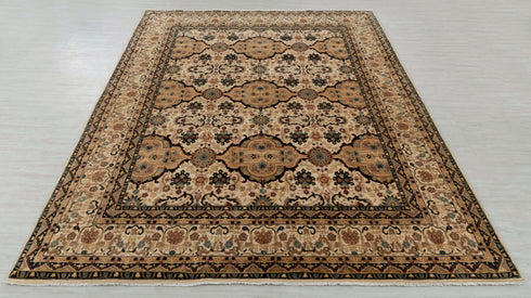 8x10 Beige Floral Design Rug High Quality Classic Hand Knotted Wool Rug #5566