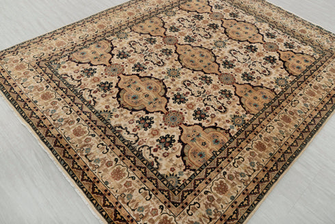 8x10 Beige Floral Design Rug High Quality Classic Hand Knotted Wool Rug #5566