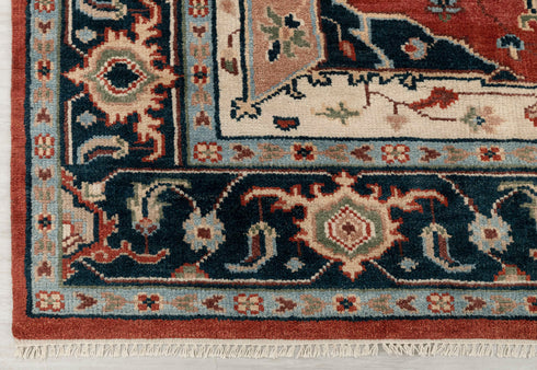 8x10 Mahal Red Navy Vintage Finish Design Rug Classic Design Hand Knotted High Quality Wool Rug #PS-5