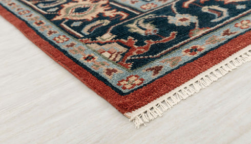 8x10 Mahal Red Navy Vintage Finish Design Rug Classic Design Hand Knotted High Quality Wool Rug #PS-5