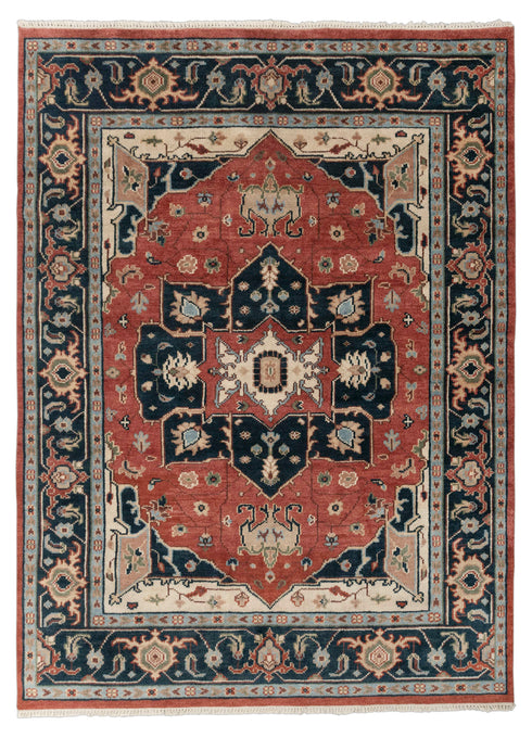 8x10 Mahal Red Navy Vintage Finish Design Rug Classic Design Hand Knotted High Quality Wool Rug #PS-5