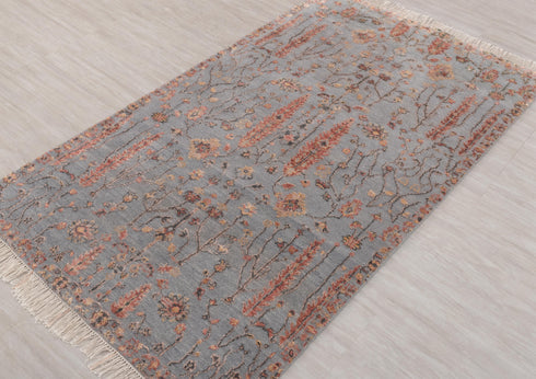 3x5 Rug Rug Modern Handmade Wool & Silk Rug, #5945(90x150 Cms.)