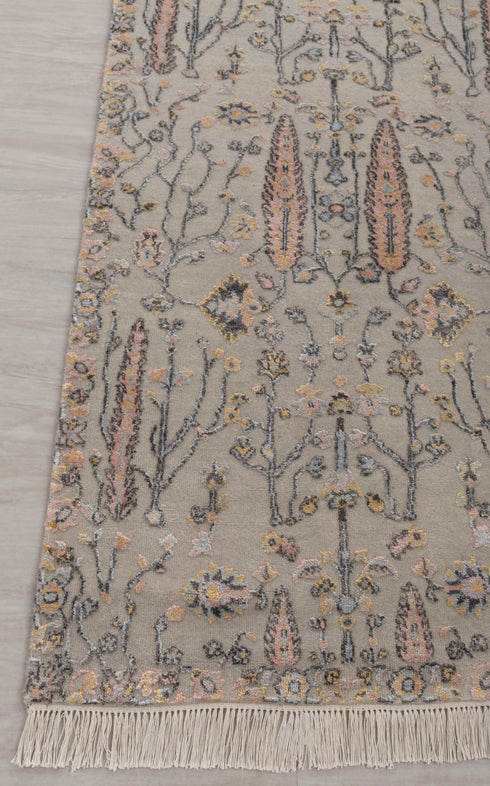 2.6x10 Ft. Tree of Life Transitional Rug Runner Rug, Contemporary Rug, Rug, Wool & Silk Rug #145-A,B