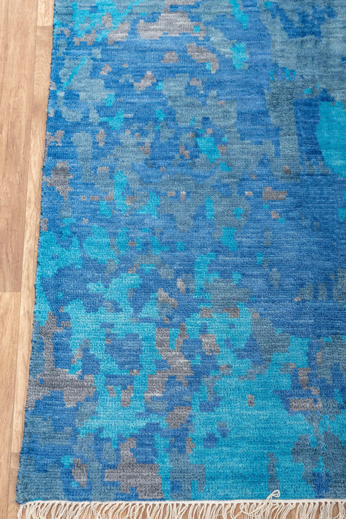 8x10 Blue Modern Abstract Rug Easily Washable Soft 100% WOOL Rug Free Shipping!!! 7997