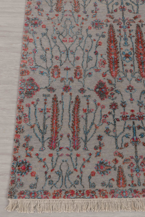 4x6 Rug Tree of Life Pine Garden Modern Handmade Wool & Silk Rug, #5651