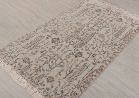 3x5 Rug Tree of Life Rug Modern Handmade Wool & Silk Rug, #7058(90x150 Cms.)