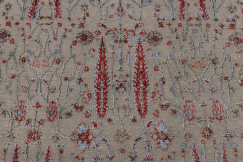 4x6 Rug Tree of Life Pine Garden Modern Handmade Wool & Silk Rug, #5650