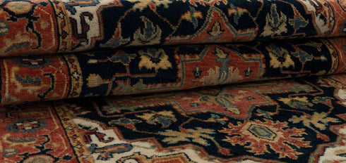 2.7x6 Runner Classic Serapi Rug High Quality Navy Red Finish Hand Knotted Wool-5828